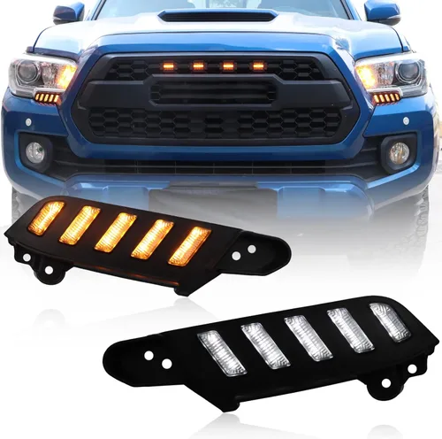Miniatura 9 de Switchback Luz Marcadora Lateral Delantera LED Blanca/Ámbar Faro Luz de Circulación Diurna Luz de Señal de Giro Secuencial Ámbar Compatible