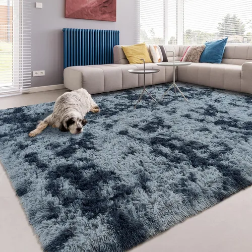 Alfombra de área Softlife para sala de estar, alfombra lanuda mullida y esponjosa de 6 x 9 pies en color azul para dormitorio de niñas y niños, Azul