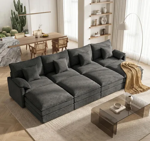 Miniatura 113 de Vesgantti 2 Piece Loveseat & 3 Seater Sofa Set, Modular Cloud Couch, Beige