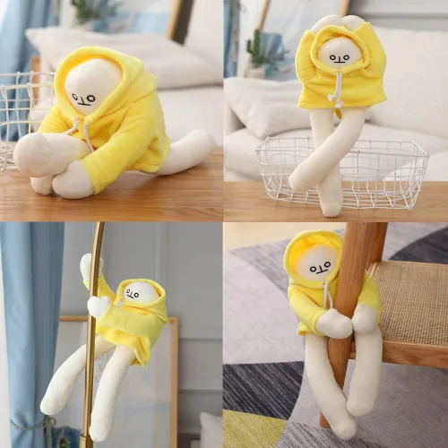Miniatura 6 de OUKEYI Muñeca de plátano de 16 pulgadas, juguete de plátano de felpa con imán, divertida almohada de felpa intercambiable, juguete de descompresión