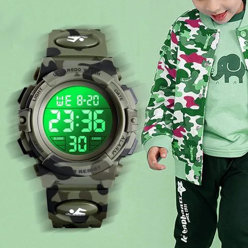 Miniatura 3 de Reloj analógico para niños, reloj para niños de 6 a 15 años, reloj digital para deportes al aire libre, multifuncional con cronógrafo LED 50 M