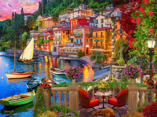 Vermont Christmas Company Rompecabezas de 550 piezas del lago de Italia