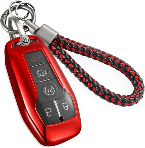 Miniatura 42 de Funda para llavero GMC con llavero de cuerda trenzada de metal antipérdida, exquisita funda suave para Tahoe Acadia Terrain Yukon Yukon XL Silverado
