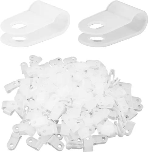 Miniatura 25 de Antrader Clips de cable tipo R, abrazaderas de cable de 0.12 pulgadas con tornillos, acero inoxidable 304, 100