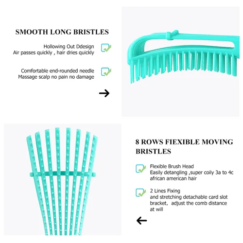 Miniatura 2 de Cepillo desenredante para el cabello, cepillo desenredante para adultos y niños, juego de peines para cabello crespo rizado encrespado y ondulado