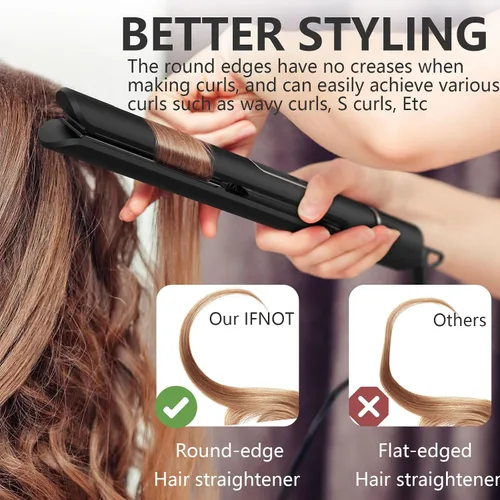 Miniatura 3 de IFNOT Plancha plana 2 en 1, iones negativos de cerámica para alisar el cabello de las mujeres, cabello sin encrespamiento, calentamiento rápido