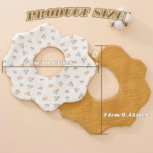 Miniatura 5 de EllieHouse Baberos para bebés para niñas y niños, paquete de 10 baberos de muselina de algodón para bebés y niños pequeños Azul bebé