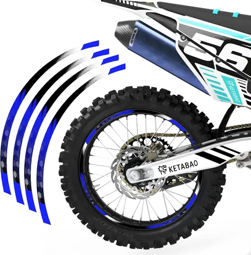KETABAO Cinta adhesiva para llanta de motocross B01, diseño de rayas de 21, 19 pulgadas, compatible con RMZ 250 450 RM-Z250 RM-Z450 (azul)