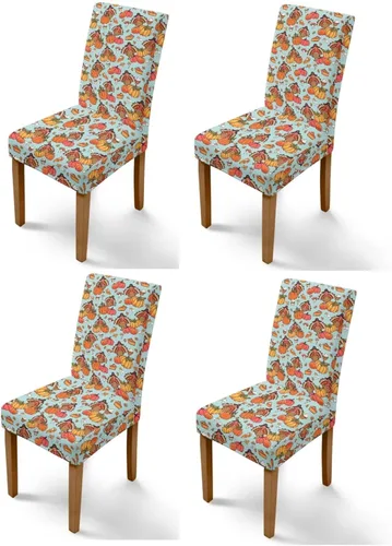 Miniatura 16 de Rnyleeg Thanksgiving Chair Covers for Living Room No Arms Turkey Pumpkin Stretch Dining Chair Covers Set of 6 Soft Washable Kitchen Chair Protector
