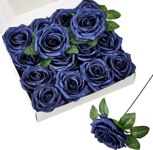 Miniatura 14 de Rosas artificiales, rosas artificiales, rosas artificiales de seda con tallos para ramos de boda, mesas de fiesta, centros de mesa, arreglos Negro