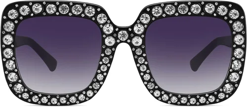 Miniatura 3 de MEETSUN Elton Square Rhinestone Sunglasses Oversized Bling for Women with Diamond Frames 70s Retro for Beach & Disco