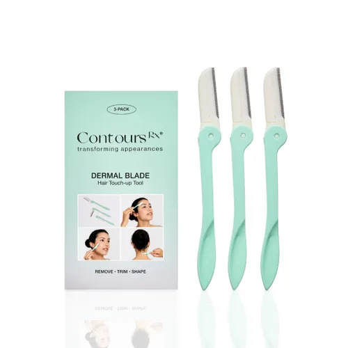Contours Rx Cuchillas dérmicas herramienta de retoque de acero inoxidable que elimina el vello facial peludo, línea de bikini, brazos, nudillos,