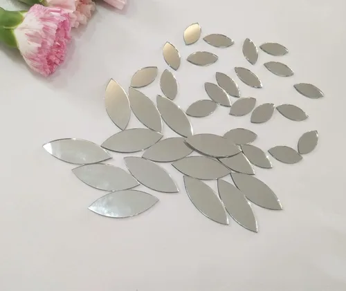Miniatura 5 de 120 piezas de azulejos de mosaico de vidrio, hojas de pétalos, suministros de vidrio para manualidades, espejos de manualidades, adornos de espejo