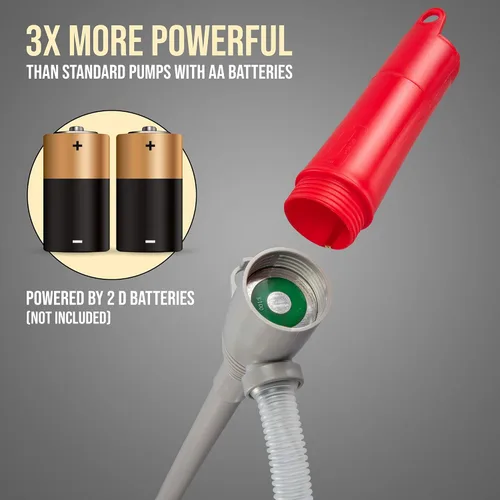 Miniatura 7 de Bomba de transferencia de combustible automática DEWAY con parada automática, 3 veces más potente, funciona con batería D, manguera extralarga