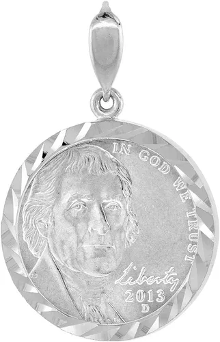 Moneda de plata de ley con bisel de níquel de 0.827 in, con punta trasera, corte diamante, moneda de 5 centavos no incluida, Plata esterlina, No es