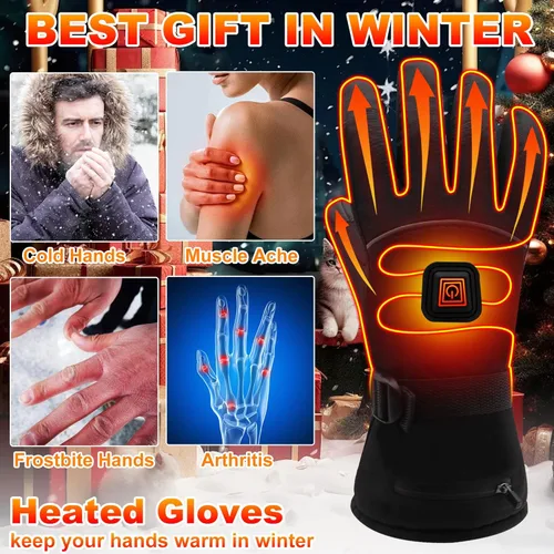 Miniatura 5 de Guantes calefactados con resorte con batería recargable eléctrica, guantes térmicos impermeables para pantalla táctil, guantes térmicos
