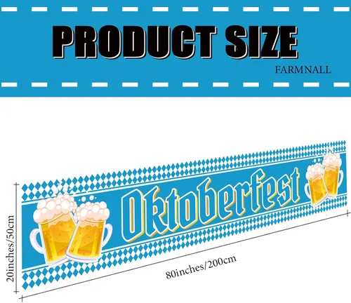 Miniatura 2 de Oktoberfest - Bandera de cuadros bávaros para valla, pared, patio y césped, cartel de bienvenida para fiesta temática alemana
