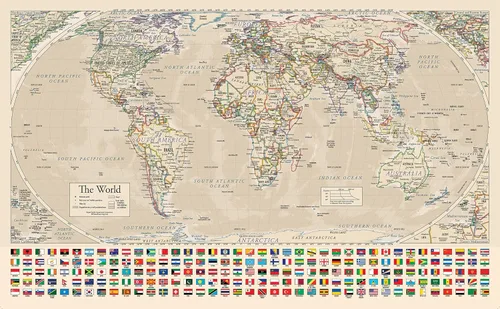Miniatura 7 de Mapa del Mundo Azul Equal Earth (Azul Claro)