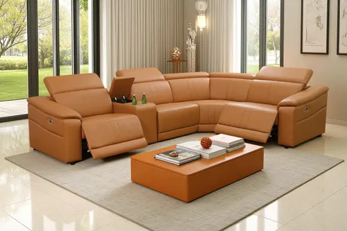 A Ainehome Sofá seccional eléctrico para sala de estar, juego de sofá reclinable de cuero eléctrico con 2 asientos reclinables, juego de sofá