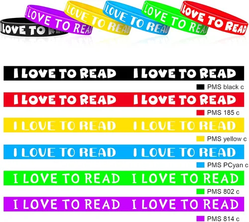 Miniatura 4 de WILLBOND Pulsera de goma motivacional con texto en inglés "I Love to Read", pulseras de silicona coloridas para recompensas de aula, premios