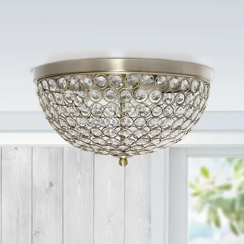 Miniatura 2 de Diseños elegantes FM1000-ABS Lámpara de techo de cristal en forma de elipse de 13 pulgadas moderna de metal con 2 luces en forma de cuenco