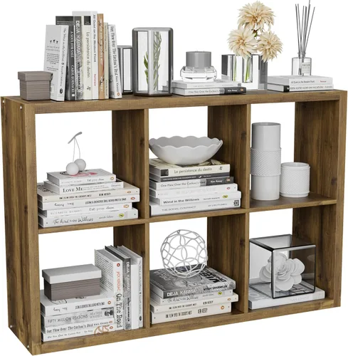 Miniatura 43 de VDNEND Organizador de Almacenamiento en Cubos Estantería, Estante Cúbico Decorativo de 11 pulgadas con Respaldo Abierto y Borde Engrosado, Marrón