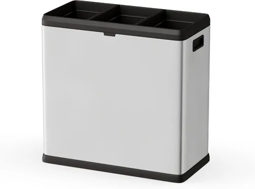 Miniatura 8 de Step N' Sort OPN603 - Cubo de basura y reciclaje de 16 galones, 3 compartimentos, color plateado
