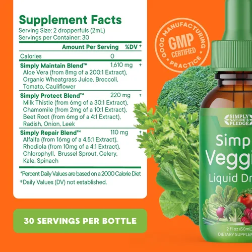 Miniatura 4 de Simply Nature's Pledge - Suplementos de frutas y verduras - Gotas líquidas - Hecho con superalimentos integrales, vitaminas y minerales empacados