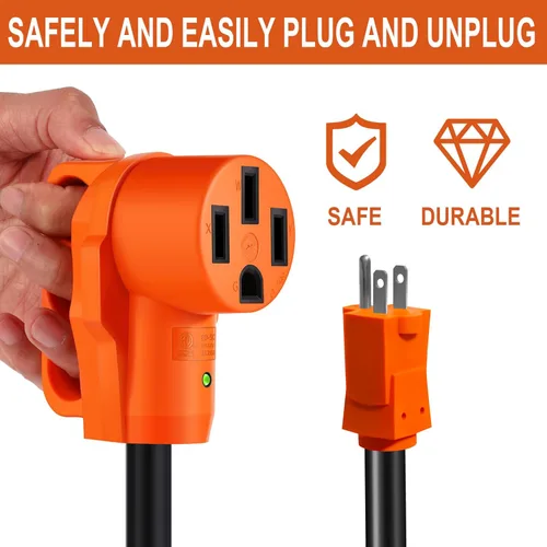 Miniatura 3 de Adaptador para RV de 50 Amperios a 110 Voltios, Adaptador de Corriente Eléctrica NEMA 5-15P a NEMA 14-50R, Cable Adaptador Dogbone para RV Calibre
