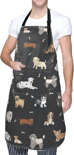 Miniatura 2 de Perinsto Delantal Impermeable para Mascotas Perros Gatos Animales Lindos con Babero para Aseo Cocina Horneado Pintura Jardinería Perro (negro)