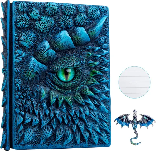 Miniatura 24 de Diario 3D en relieve de ojo de dragón en relieve, cuaderno grabado de resina, cuaderno Dnd para los amantes de los dragones, papel en blanco, bloc