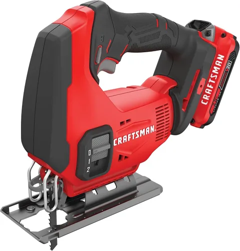 Miniatura 14 de CRAFTSMAN Kit de sierra caladora inalámbrica V20, 3 ajustes orbitales, hasta 2,500 SPM, batería y cargador incluidos (CMCS600D1)