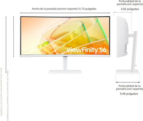 Miniatura 3 de Samsung Monitor de computadora curvado ViewFinity (S65TC) de 34 pulgadas serie Ultra-WQHD 1000R, HDR10, 100Hz, AMD FreeSync, Thunderbolt 4, soporte