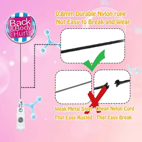 Miniatura 4 de Carrete de insignia de enfermera Back & Body Hurts, lindo y divertido carretes retráctiles para enfermeras, clip de insignia CNA LPN LVN con clip