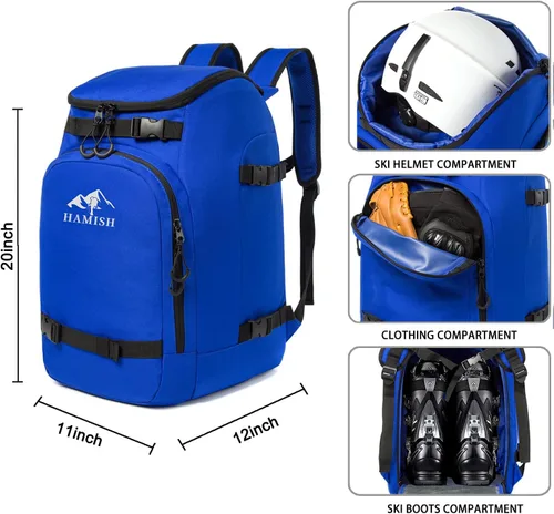 Miniatura 2 de Hamish Bolsa para botas de esquí, 1.76 pies cúbicos, 50 L, impermeable, de gran capacidad, mochila para botas de esquí, mochila ligera de viaje