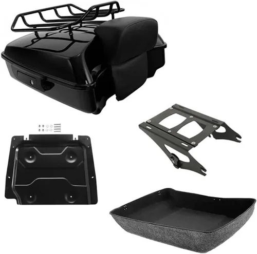 Miniatura 9 de TCMT Pestillos Negros de 10.7" para Maletero Cortado, Almohadilla de Respaldo, Luz Trasera LED con Señal de Giro Compatible con Harley Touring