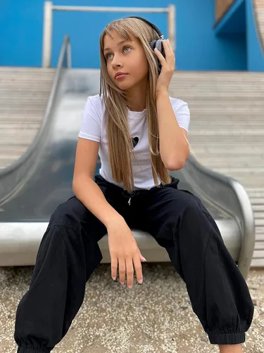Miniatura 5 de Pantalones cargo para niñas, cintura elástica, pantalones casuales para niñas, ropa de calle, paracaídas sueltos con bolsillos, de 7 a 14 años