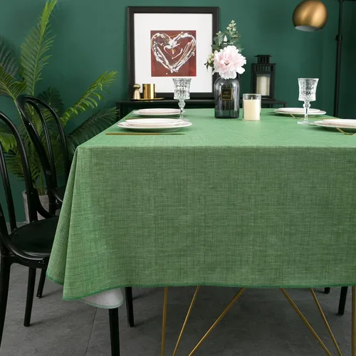 Miniatura 2 de LIBERECOO Mantel de vinilo con reverso de franela, verde hierba, impermeable, resistente a las manchas, mantel fácil de limpiar para vacaciones