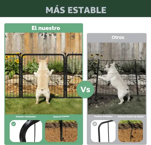 Miniatura 2 de FXW - Valla de jardín metálica y resistente para exteriores, barrera para perros y conejos, fácil instalación, negro, 24 pulgadas de alto x 29.6