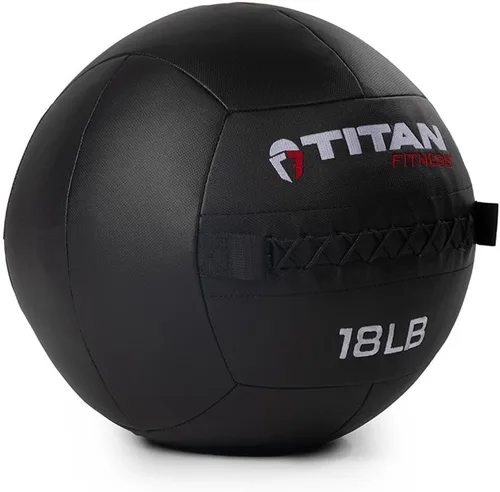 Miniatura 14 de Titan Fitness LB Soft Shell - Bola de pared medicinal con laminado de policompuesto y textura cruzada, agarre antideslizante para lanzar, fuerza