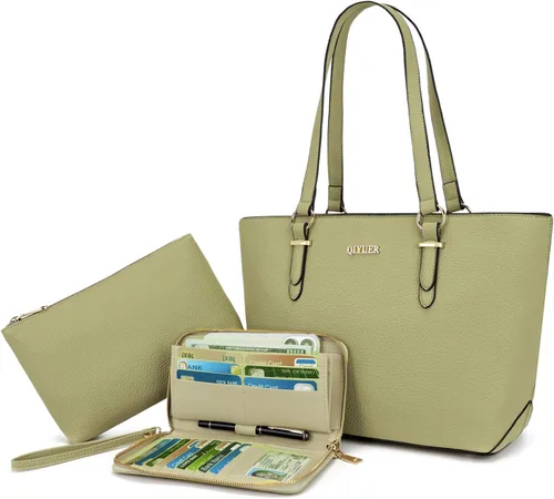 Miniatura 22 de Qiyuer - Juego de carteras y bolsos para mujer, bolso de trabajo, bolso de mano, bolso de hombro con asa superior, bolso con cartera a juego