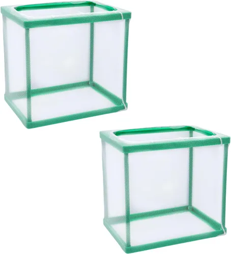 Miniatura 13 de MY MIRONEY Caja de malla para incubadora de peces de 6.3 x 5.63 x 6.22 pulgadas, caja de criador de acuarios, malla de nailon blanco, red