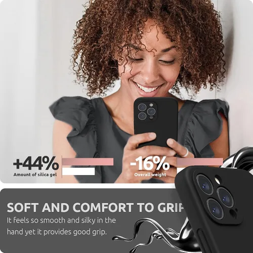 Miniatura 6 de SURPHY Funda compatible con iPhone 13 Pro Max con protector de pantalla, (protección de cámara + forro de microfibra suave), funda de silicona Negro