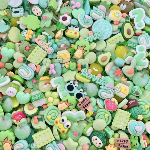 Miniatura 12 de Juego de 50 dijes de slime de resina para hacer manualidades de Pascua, cuentas de resina con parte trasera plana, suministros para manualidades