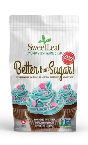 SweetLeaf Better Than Sugar Stevia - Edulcorante en polvo - Mezcla para glasear, edulcorante de stevia, edulcorante cero calorías, sin azúcar, sin
