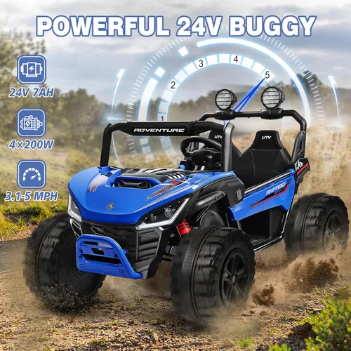 Miniatura 2 de ANPABO Juguetes de paseo de 24 V para niños grandes, automóvil de 2 plazas, automóvil eléctrico para niños de 4 x 200 W con control remoto, luces
