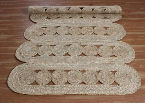 Miniatura 8 de Alfombra de área kilim de 2 x 3 pies, alfombra trenzada de yute beige, alfombra geométrica kilim de 0.27 pulgadas, alfombra de tejido plano