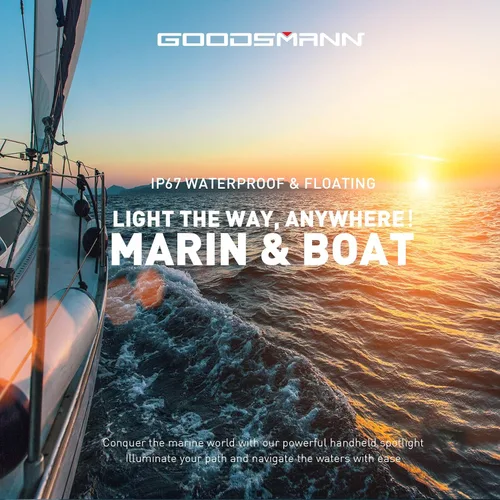 Miniatura 7 de GOODSMANN Foco recargable LED portátil de mano hasta 6000 lúmenes, IP67, impermeable, luz marina para senderismo, barco, camping, senderismo