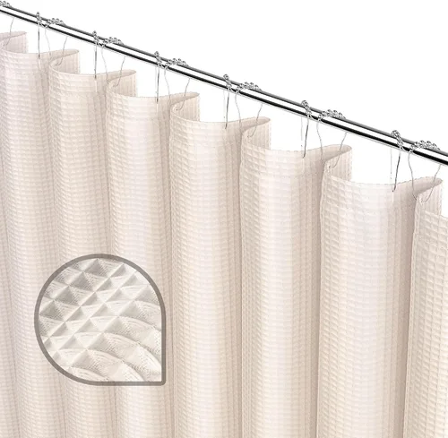 LUXANA Cortina blanca crema de 72 x 72 pulgadas, juego de cortinas de ducha con 12 ganchos, juego de cortinas de baño neutras con cortina de ducha