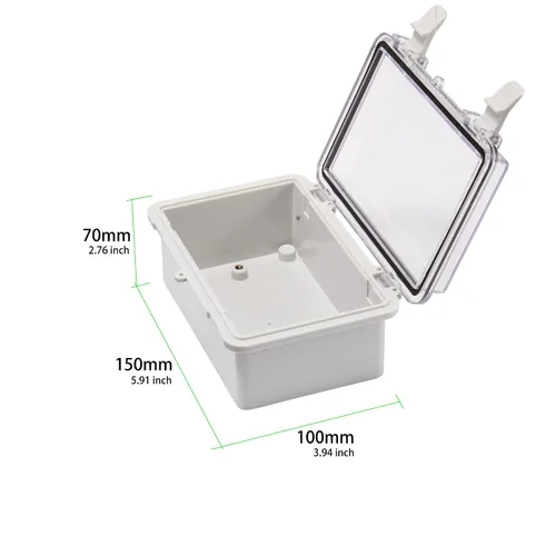Miniatura 2 de Caja de conexiones ABS de 5.906 x 3.937 x 2.756 in con cierre de plástico transparente con bisagras, carcasa impermeable IP67 con soporte de pared